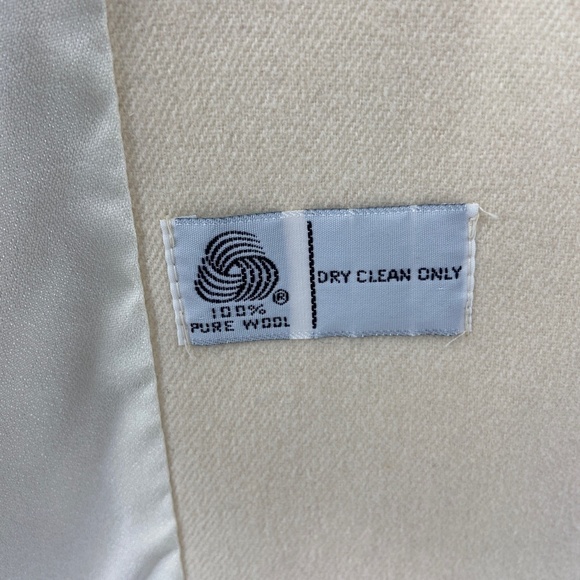 NEIMAN MARCUS 100% Pure Wool Cream Double Breasted Long Line Trench Coat L / XL - Picture 6 of 9